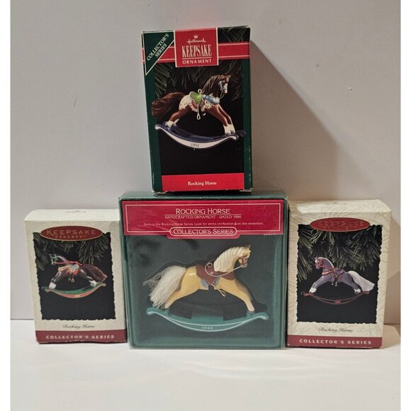 Hallmark Keepsake Rocking Horse Collectors Series Ornaments 1992-1994 Set Of 4 V - Picture 1 of 9